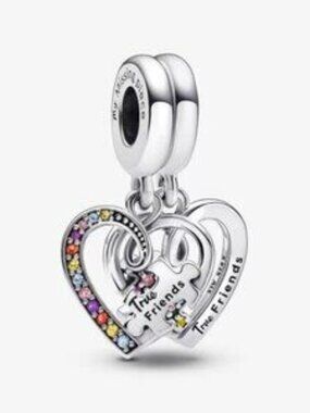 Pandora Puzzle Piece Hearts Splittable Friendship Dangle Charm